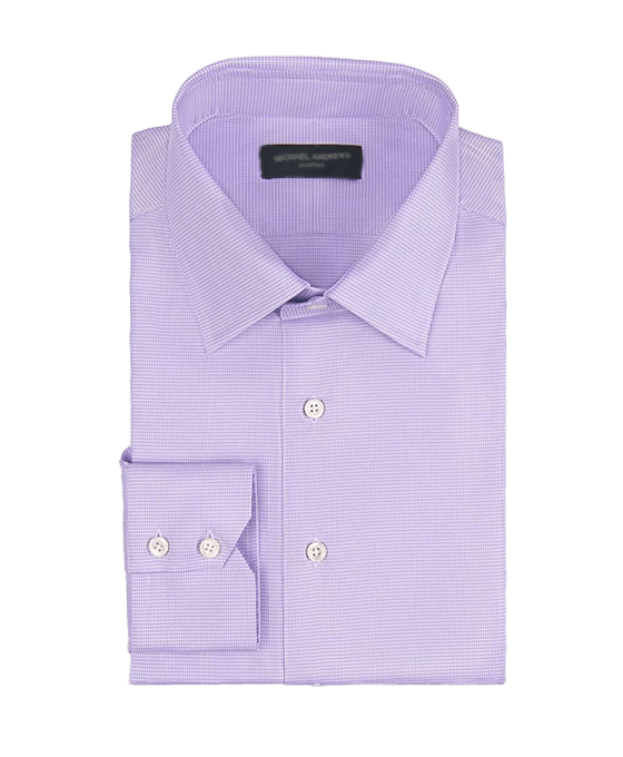 (product) Lavender Micro-Houndstooth, Traditional-Collar Shirt