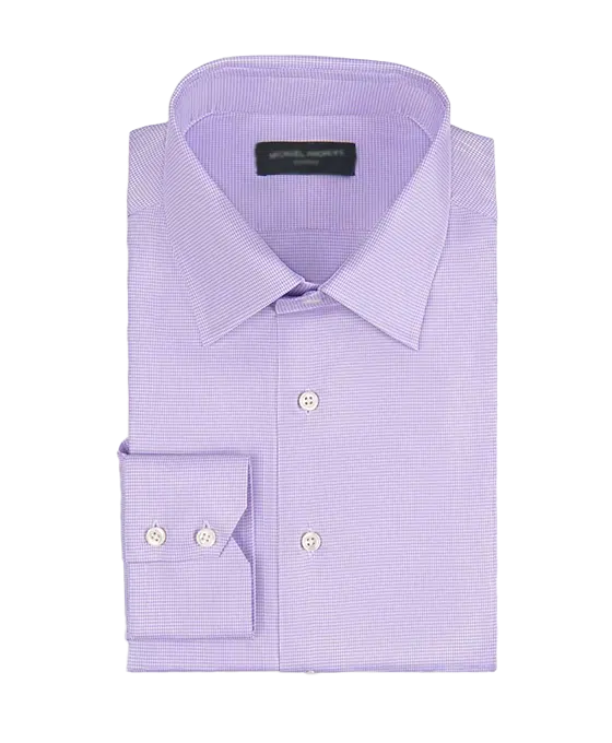 (product) Lavender Micro-Houndstooth, Traditional-Collar Shirt