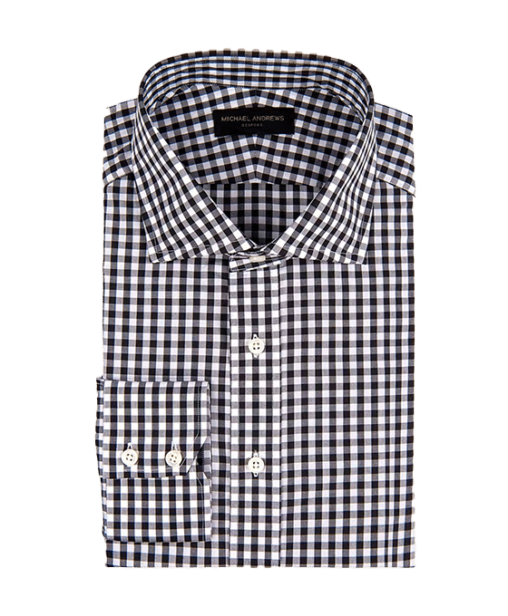(product) Black Gingham, Spread-Collar Shirt