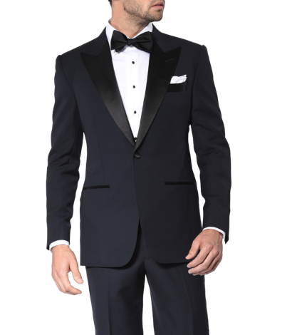 (product) Midnight Barathea Classic Satin Bespoke Tuxedo - custom suits nyc bespoke tailor midtown, noho