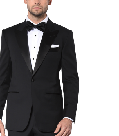 (product) Black Classic Satin Bespoke Tuxedo - custom suits nyc bespoke tailor midtown, noho