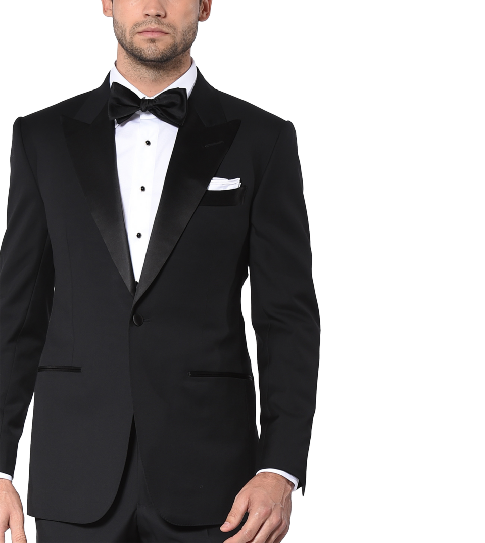 (product) Black Classic Satin Bespoke Tuxedo