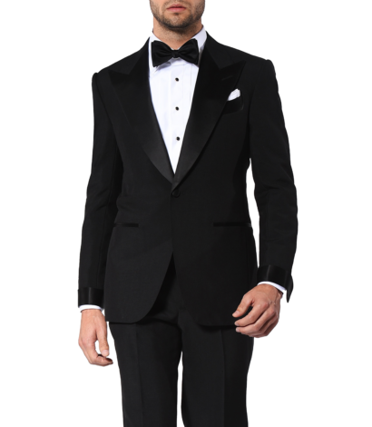 (product) Black Tonic Mohair Signature Satin Bespoke Tuxedo - custom suits nyc bespoke tailor midtown, noho
