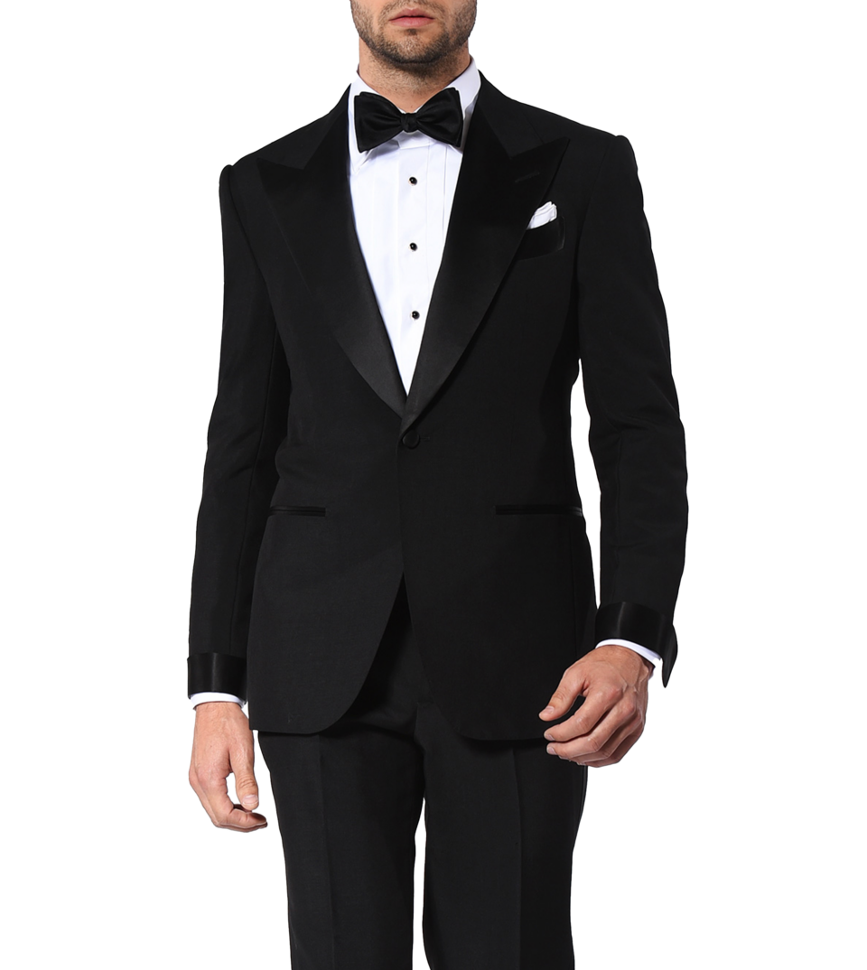 (product) Black Tonic Mohair Signature Satin Bespoke Tuxedo
