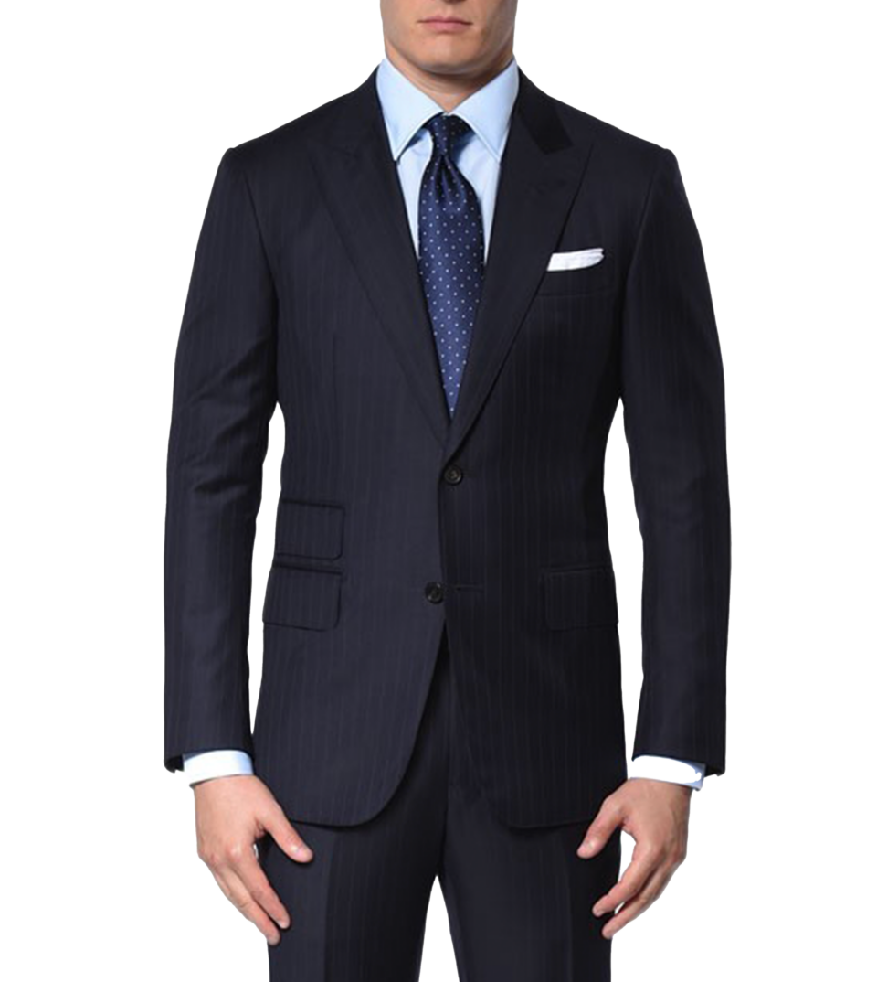 Navy Pinstripe Classic, two-button Bespoke Suit