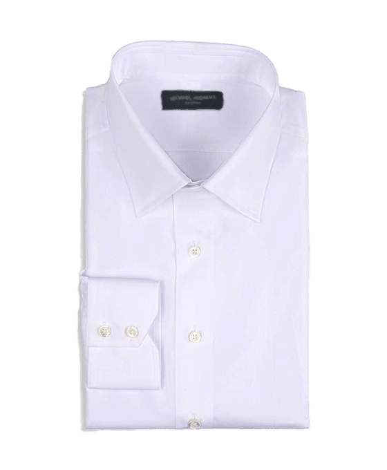(product) White Stretch Poplin, Traditional-Collar Shirt