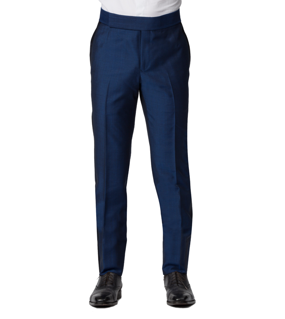 French Blue Mohair Silk Bespoke Trouser