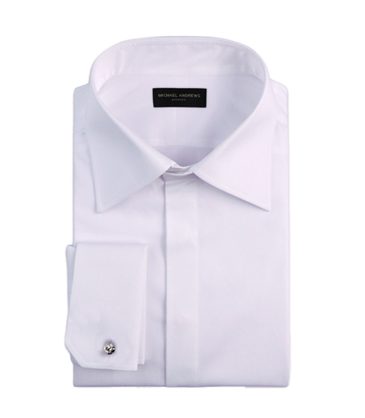(product) White Poplin, Hidden Placket, Classic-Collar Shirt
