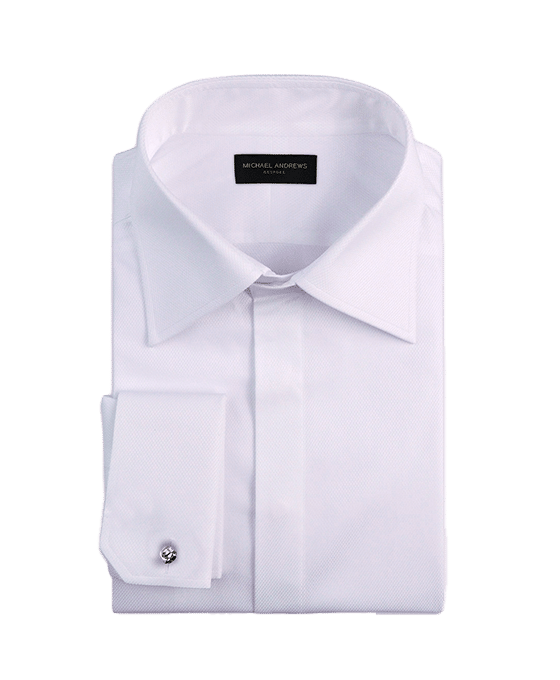 (product) White Poplin, Hidden Placket, Classic-Collar Shirt