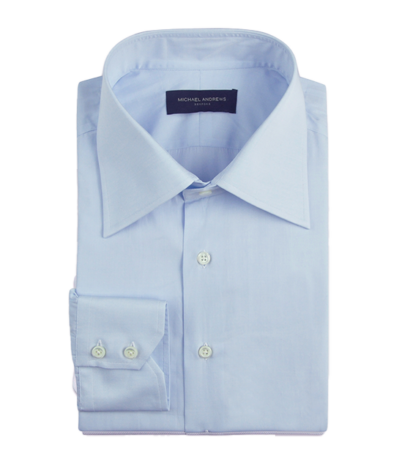 (product) Light Blue Poplin, Italian-Collar Shirt