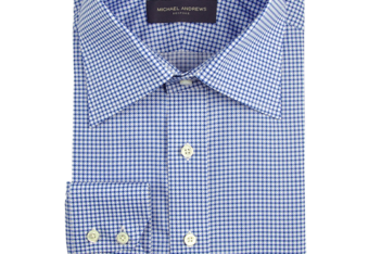 (product) Blue Printed Dot Motif Italian Collar Shirt