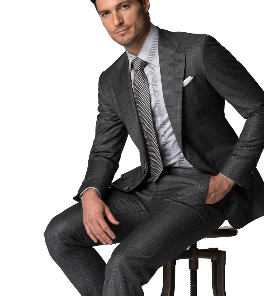 Visual Reference: Grey Macro Windowpane Bespoke Suit Michael Andrews Bespoke New York