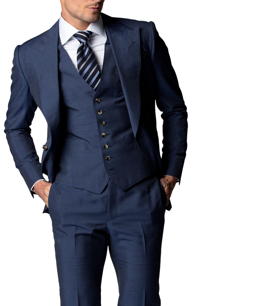 Blue narrow-stripe Bespoke Suit