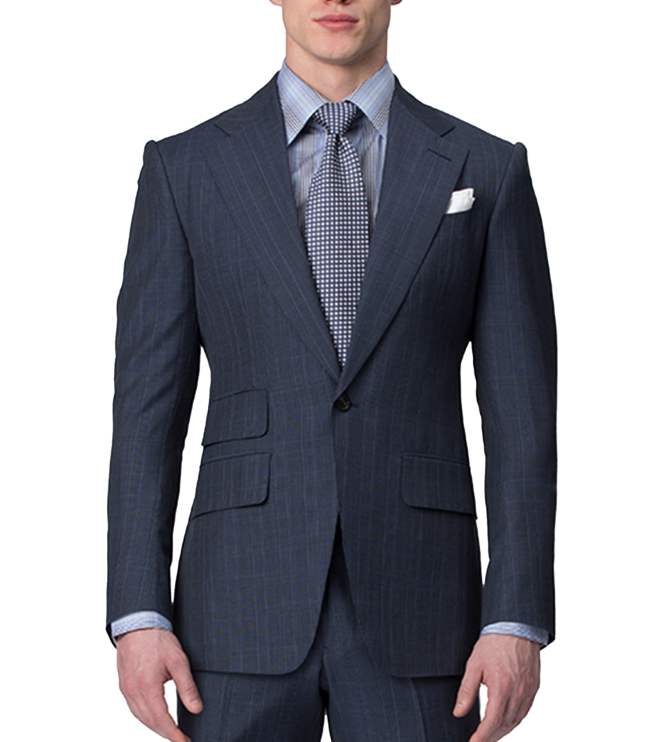Blue Melange Glen Check Bespoke Suit