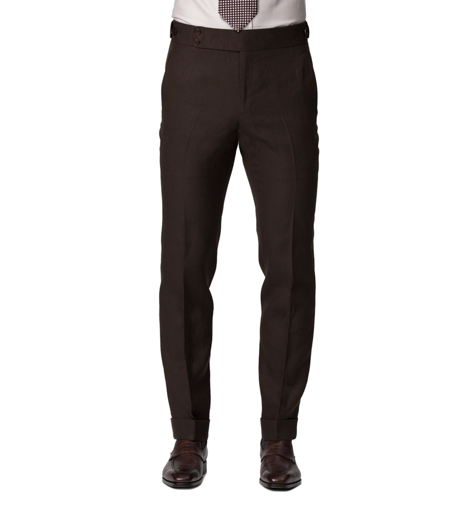 Dark Brown Linen Bespoke Trouser