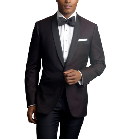 Burgundy Textured Wool made-to-measure Dinner Jacket with Grosgrain Trim - custom suits nyc bespoke tailor midtown, noho