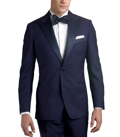 Royal Blue one-button made-to-measure Tuxedo with Navy satin trim - custom suits nyc bespoke tailor midtown, noho