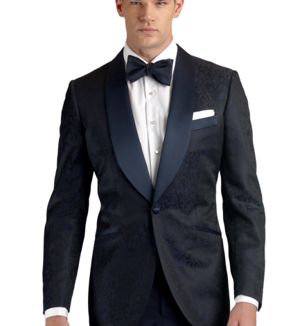 Blue Floral Jacquard one-button made-to-measure Dinner Jacket - custom suits nyc bespoke tailor midtown, noho