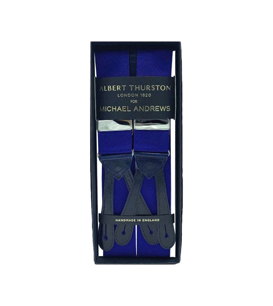 Cornflower Blue Solid Suspenders w Silver Hardware