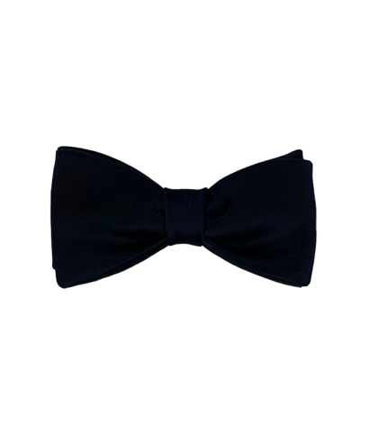 (product) Black Silk Satin Pre-Tied Bowtie (2 1/2