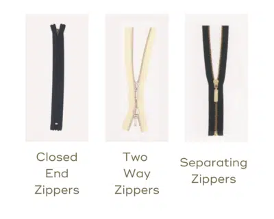 Sweater customization: Zippers in three options - Closed end Zippers, Two way Zippers and Separating Zippers