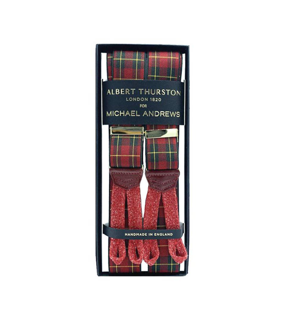 Albert Thurston Red Plaid Stretch Suspenders