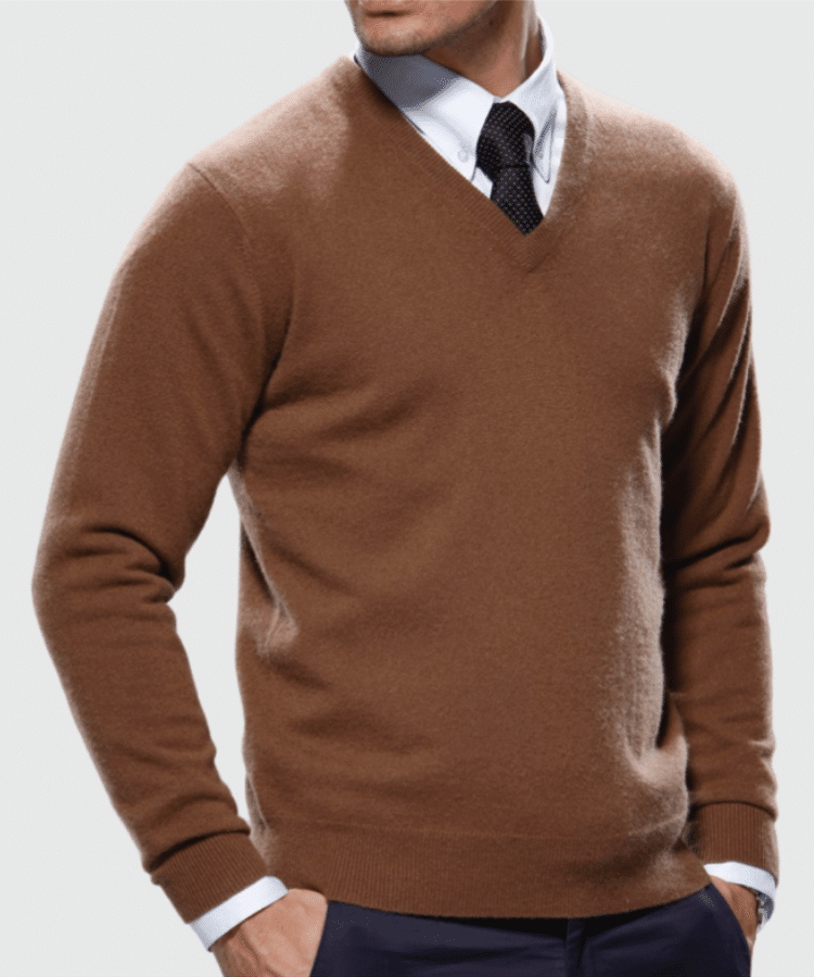 Brown V-Neck Custom Sweater Brown V-Neck Custom Sweater