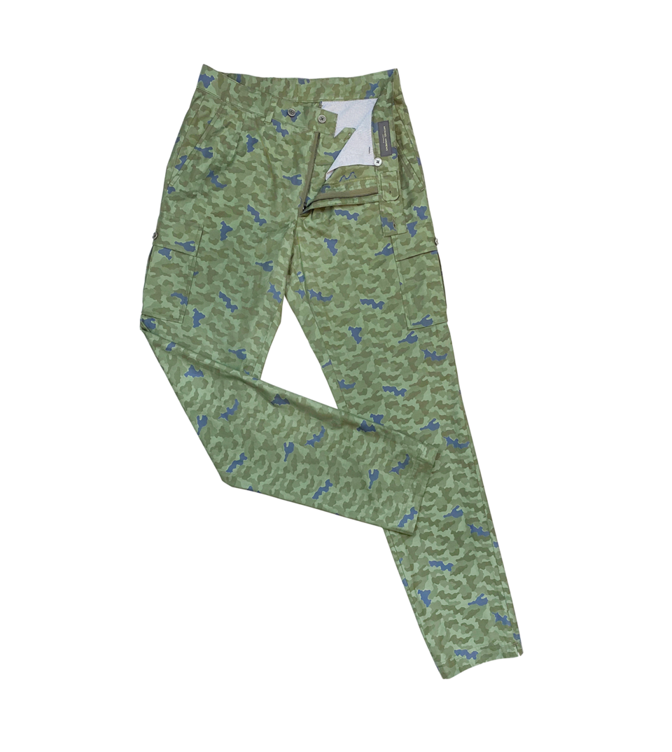 (product) Green Camo Cotton Cargo Pants