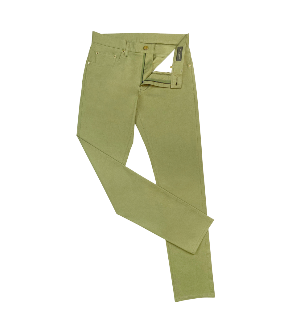 (product) Olive Green Stretch Cotton Jeans