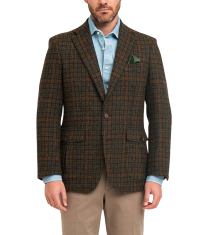 Michael Andrews Green Brown Tweed Check Sport Coat