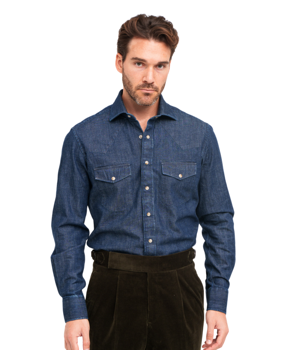 Medium Blue Medium Western-Shirt