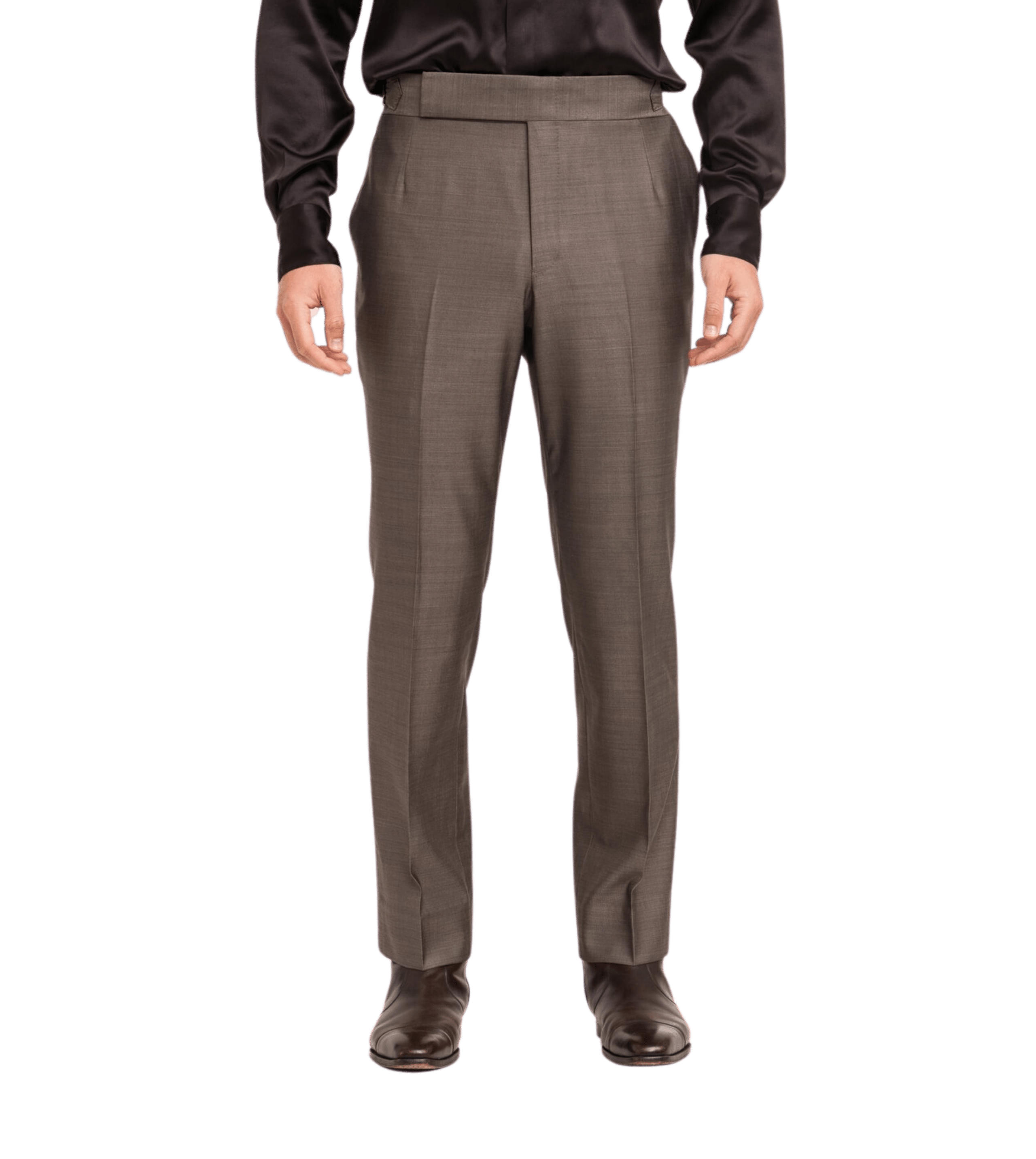 light brown dress pants Men's Calvin Klein Body Slim Fit Tan Light Brown Flat Front Washable Dress  Pants main image 0