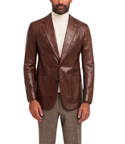 Michael Andrews Bespoke Medium Brown Leather Sport Coat