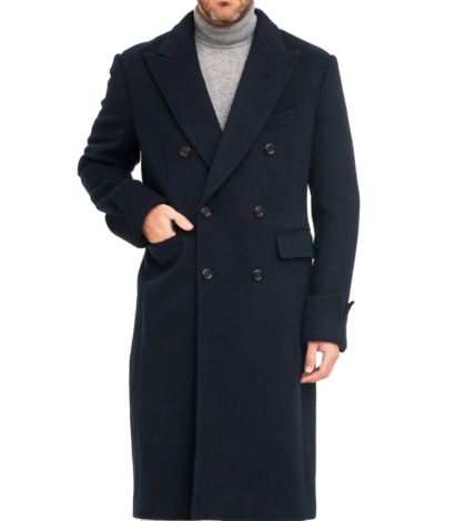 Michael Andrews Navy Wool Cashmere DB Topcoat