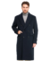 Solid Navy Blue Wool Cashmere DB Topcoat - Front