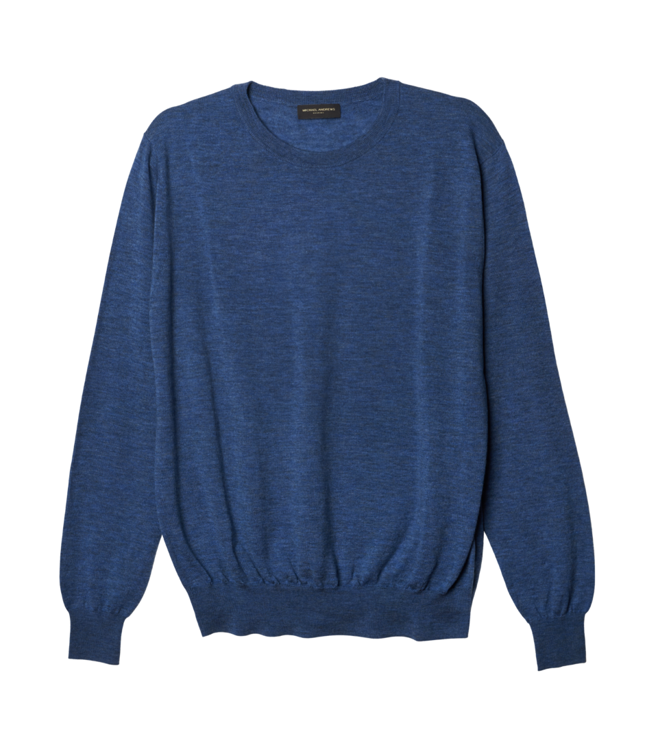 (product) Jean Blue Merino Wool Crew Neck