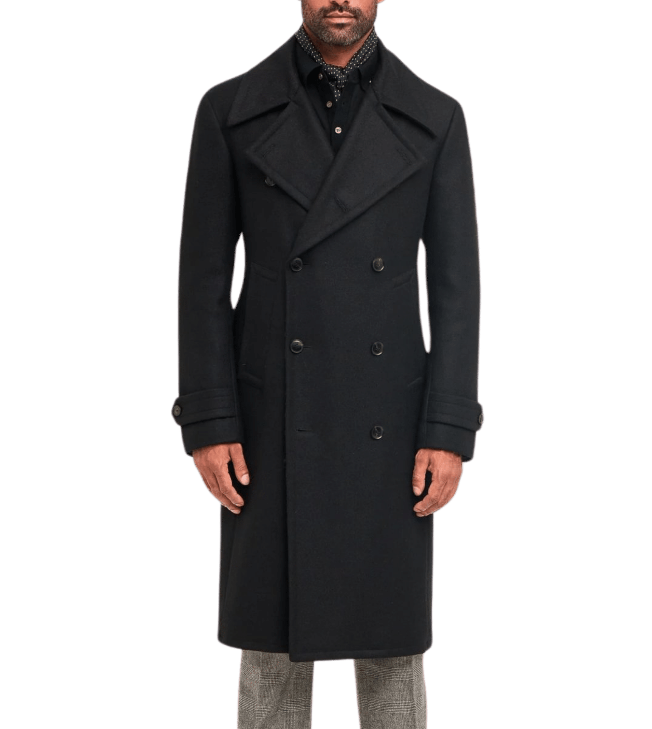 Michael Andrews Bespoke | Black Double-Breasted Great Coat