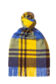 Black Watch Classic Check Cashmere Scarf Yellow x Blue, knotted