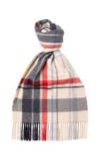 Cream x Multi Madras Check Wide Cashmere Scarf