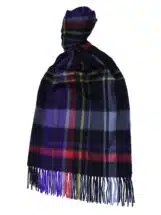 Black x Multi Madras Check Wide Cashmere Scarf