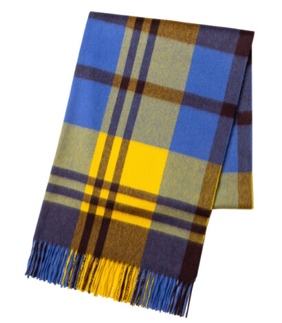 (product) Yellow x Blue Primary Black Watch Cashmere Stole