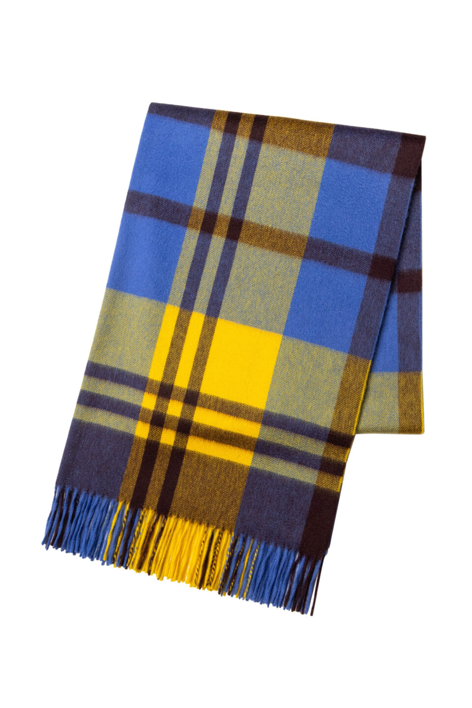 (product) Yellow x Blue Primary Black Watch Cashmere Stole