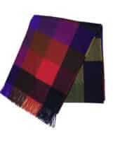 Default Title Block Check Cashmere Stole Black x Multi-Coloured