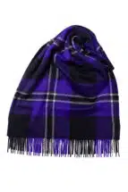 Purple Block Check Ripple Finish Extra Wide Cashmere Scarf