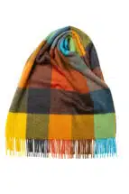 Default Title Block Check Ripple Finish Extra Wide Cashmere Scarf Multi-Coloured