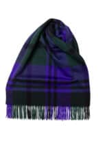 Purple x Green Black Watch Classic Check Wide Cashmere Scarf