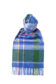 (product) Green x Blue Plaid Cashmere Scarf, knotted