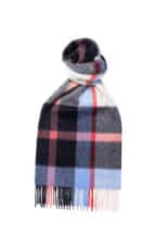 Navy Blue x White Plaid Cashmere Scarf