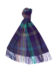 (product) Navy x Multi Plaid Extra Wide Cashmere Scarf, knotted