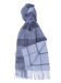 (product) Grey x Windowpane Reversible Classic Check Cashmere Blend Scarf, knotted
